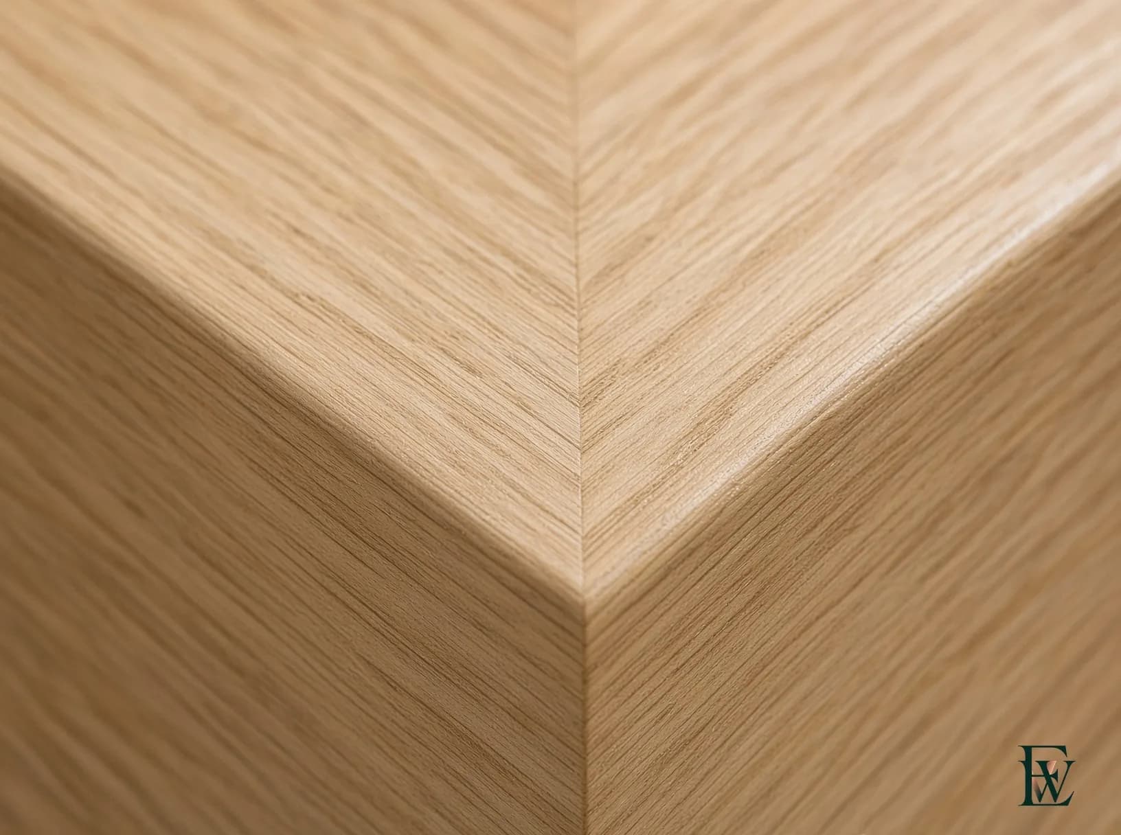 Herringbone oak floor, frame 3 of 3, macro of the herringbone V joint, Ecowoods site work, Toronto.