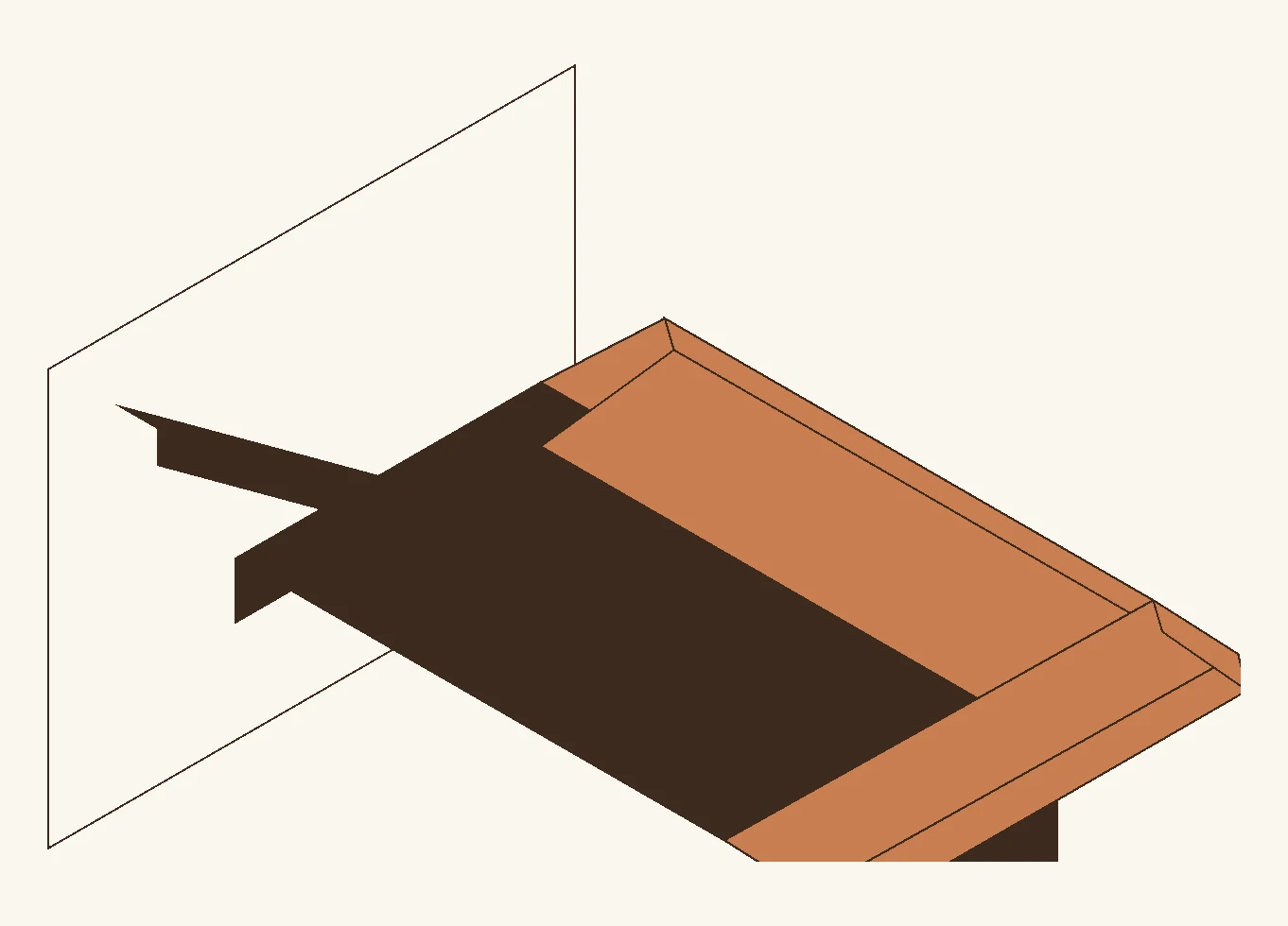 A single stair tread drawn in section, with the nosing, the return, the riser and the skirt board each picked out as a separate part of the assembly.