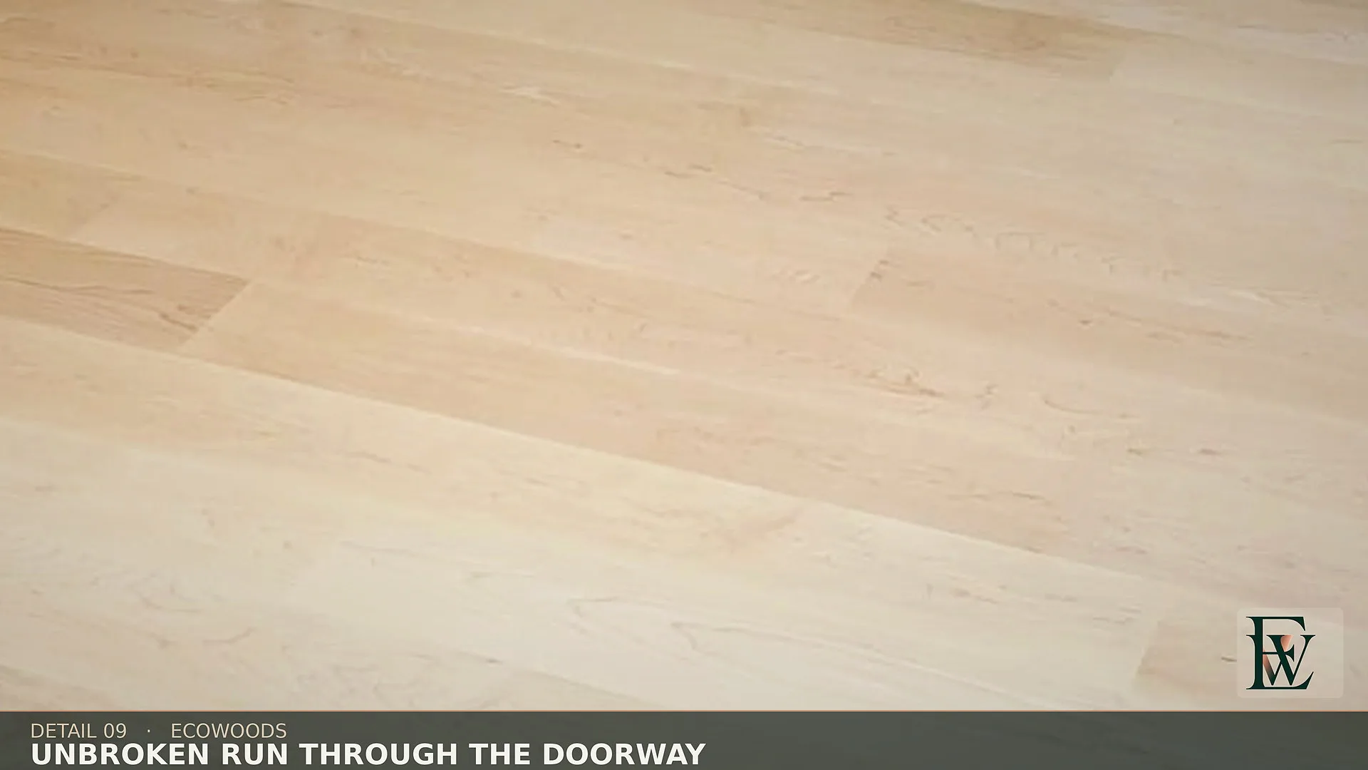 One species and one plank direction carried unbroken through a doorway threshold.