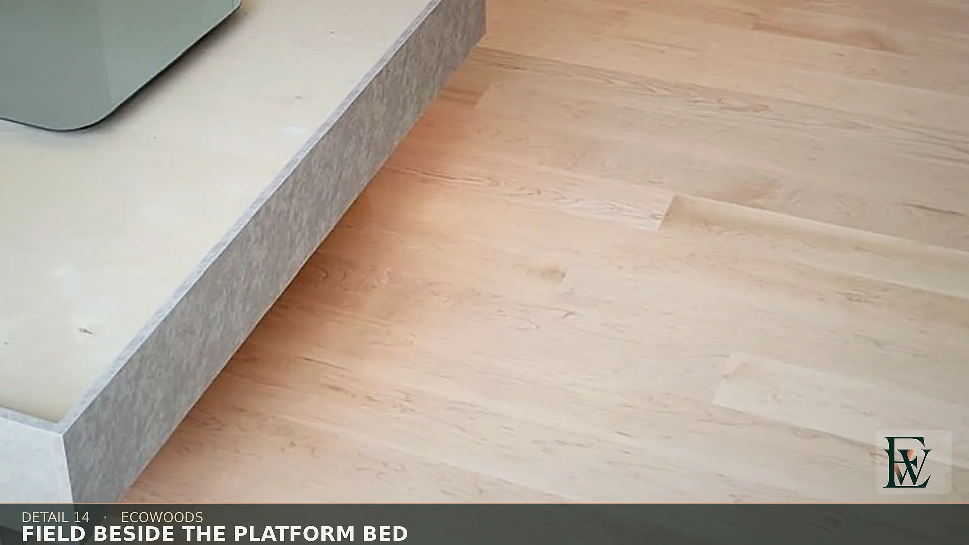 The maple field kept on layout around an unfinished platform bed base.